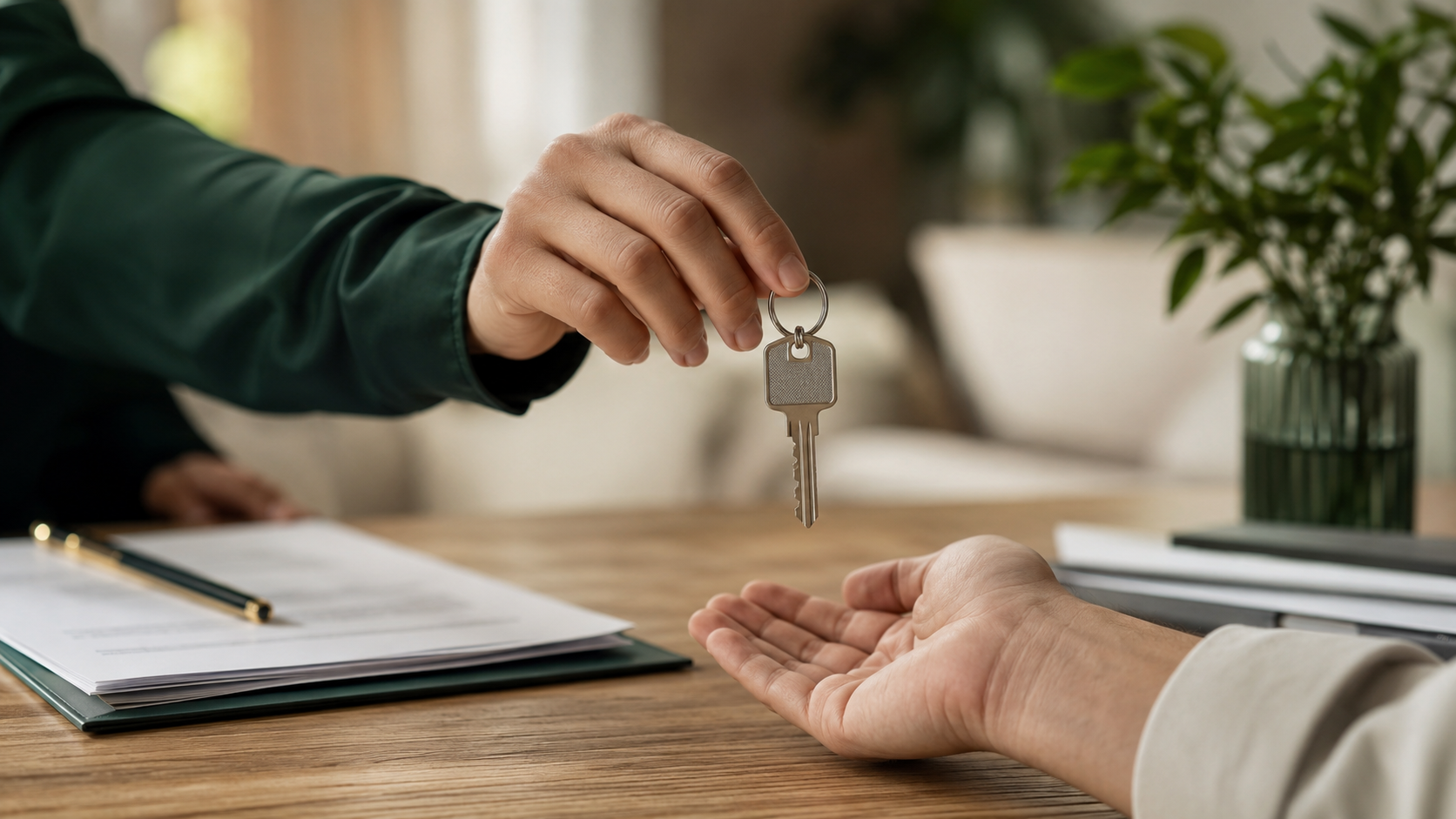Entrega das chaves de um imóvel comprado para revenda em operação de house flipping